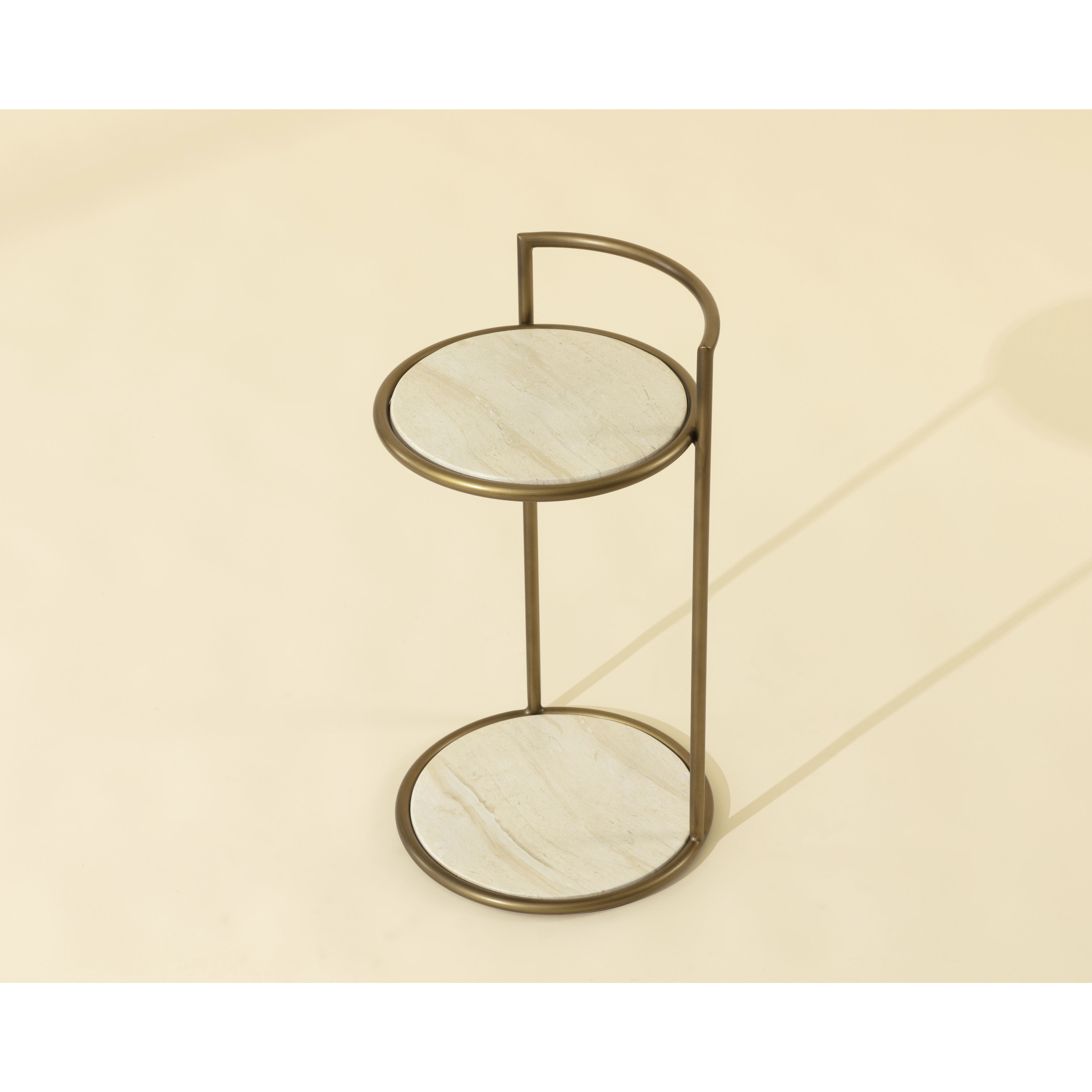 Parga 25 X 14 inch Rustic Bronze / Travertine Look Outdoor End Table